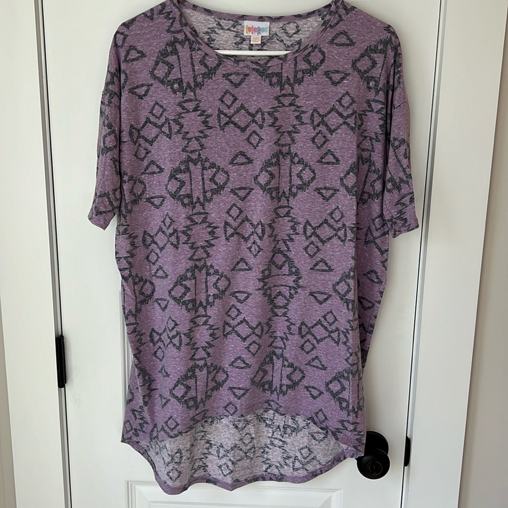 LuLaRoe Irma Purple Aztec Print Shirt